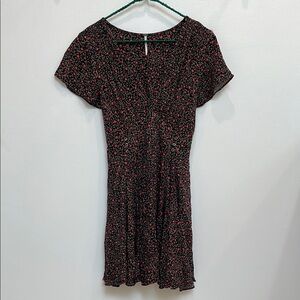 Free People Black Peplum Mini Dress V-Neck